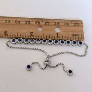 Slider bracelet 925 silver cz stones sapphire blue